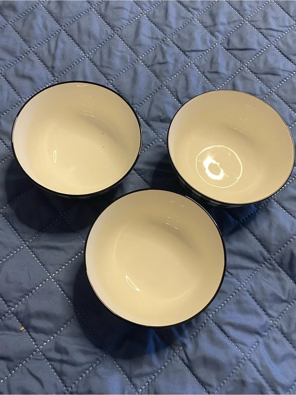 3PC. CHRISTMAS HOLIDAY Black-White BUFFALO Plaid PEACE Cereal Bowl